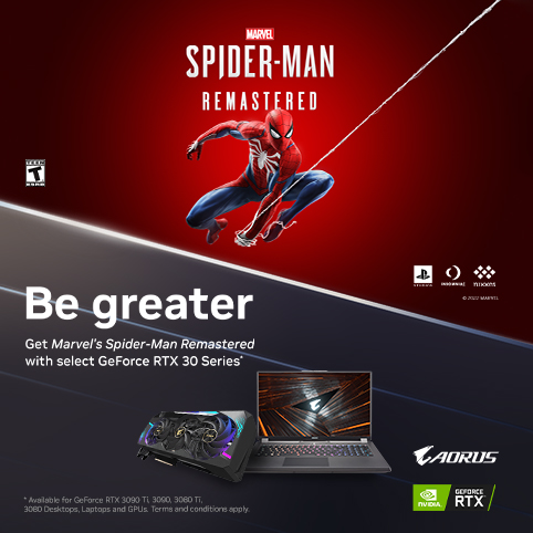 [APAC] GIGABYTE AORUS x NVIDIA: GET MARVEL’S SPIDER-MAN REMASTERED WITH SELECT GEFORCE RTX 30 SERIES